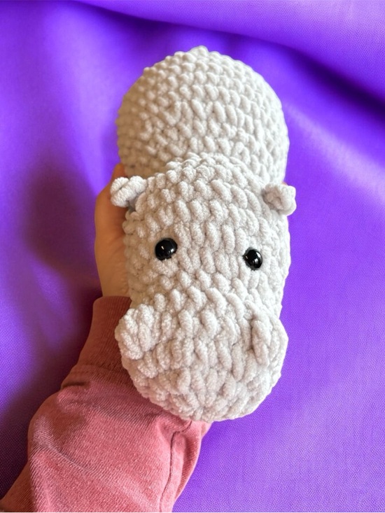 Other - Handmade Crochet Plush Hippo-8” Grey